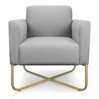 02 Poltronas Marisa Suede Base X Industrial Dourada Cinza - 7