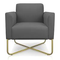 02 Poltronas Marisa Suede Base X Industrial Dourada Grafite