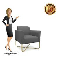 02 Poltronas Marisa Suede Base X Industrial Dourada Grafite - 9