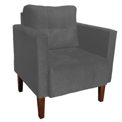 Poltrona Decorativa Lívia Suede Pés Chanfrado Grafite