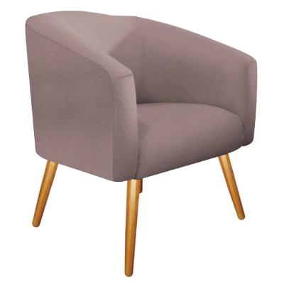 Poltrona Luiza Pés Palito Mel Linho Rosê