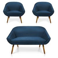 Kit 1 Namoradeira 2 Lugares 2 Poltronas Giovana Pés Palito - 1