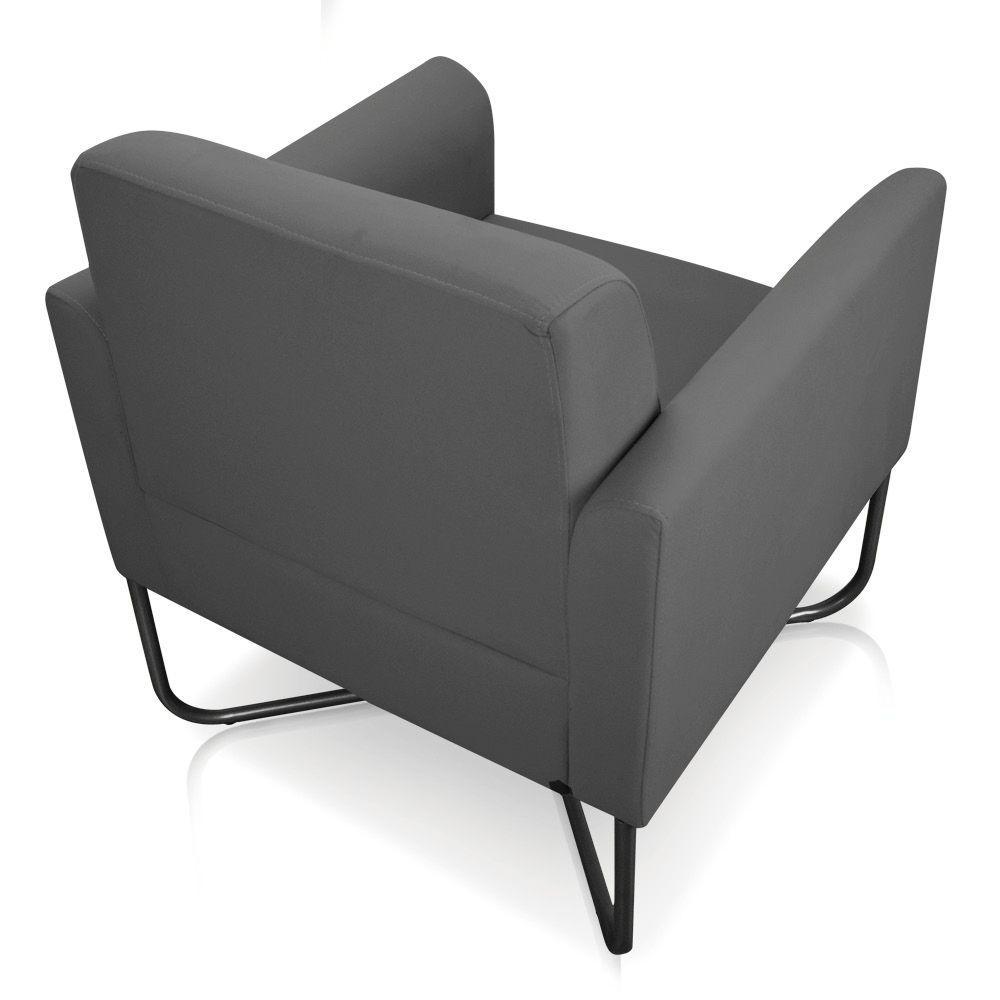 02 Poltronas Marisa Suede Grafite Base X Industrial Preta - 7