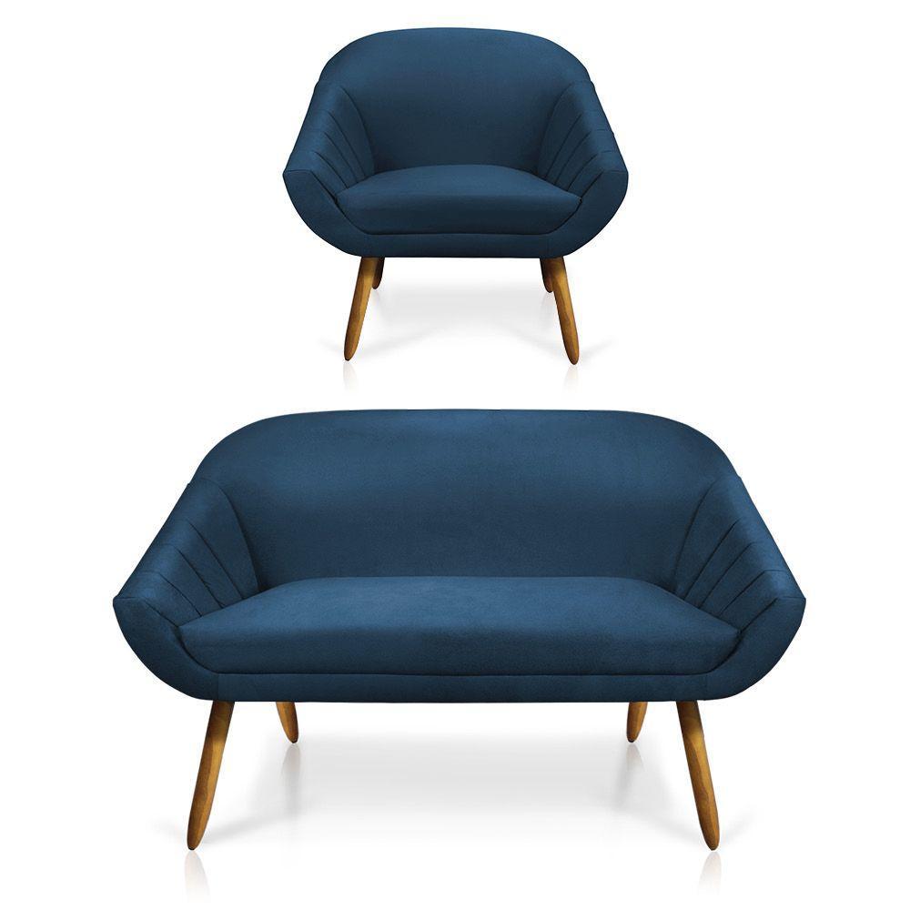 Kit 1 Namoradeira 2 Lugares 1 Poltrona Giovana Pés Palito - 7