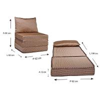 Sofá Cama Solteiro  Luck Puff D23 Tecido Marrom Quadriculado - Luckspuma - 3