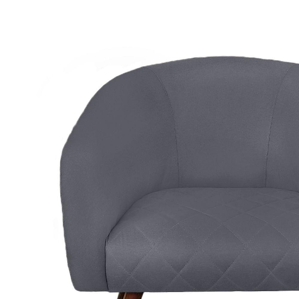 Poltrona Bianca Com Tressê Suede Cinza Pés Palito Castanho - D'rossi - 3