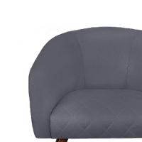 Poltrona Bianca Com Tressê Suede Cinza Pés Palito Castanho - D'rossi - 3