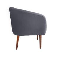 Poltrona Bianca Com Tressê Suede Cinza Pés Palito Castanho - D'rossi - 4