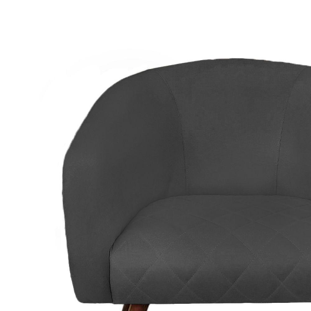 Poltrona Bianca Com Tressê Suede Pés Palito Castanho - D'rossi Cor Grafite - 4