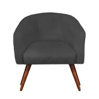 Poltrona Bianca Com Tressê Suede Pés Palito Castanho - D'rossi Cor Grafite - 1