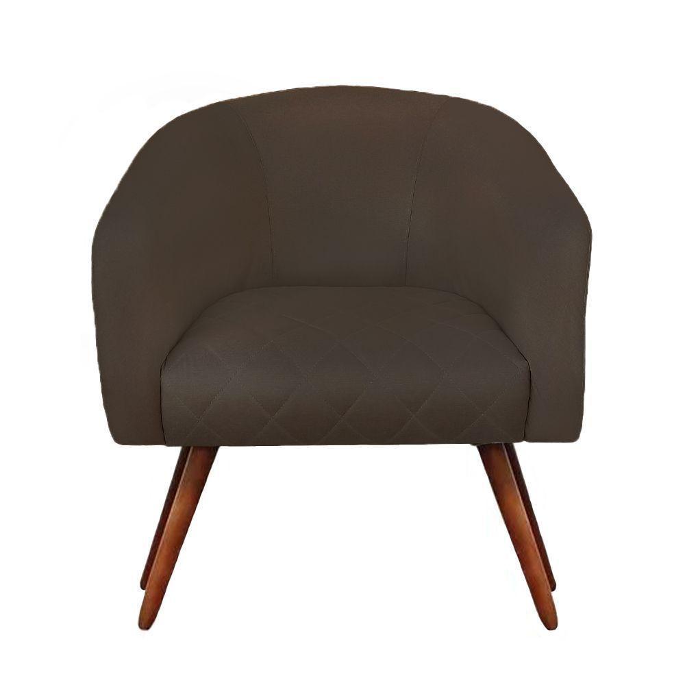 Poltrona Bianca Com Tressê Suede Pés Palito Castanho - D'rossi Cor Marrom - 1