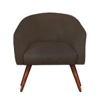 Poltrona Bianca Com Tressê Suede Pés Palito Castanho - D'rossi Cor Marrom - 1