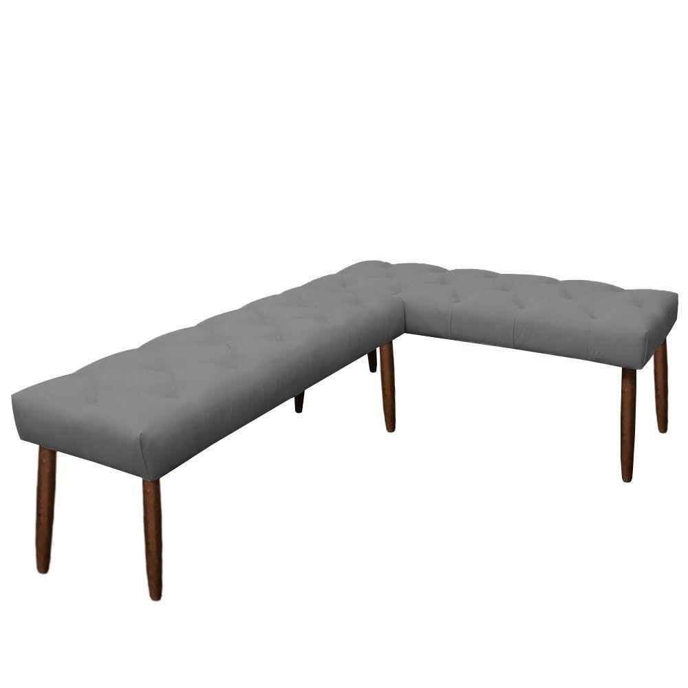 Banco De Canto Estofado Sira Suede Pés Palito Castanho C05 - D'rossi Cor Cinza - 1