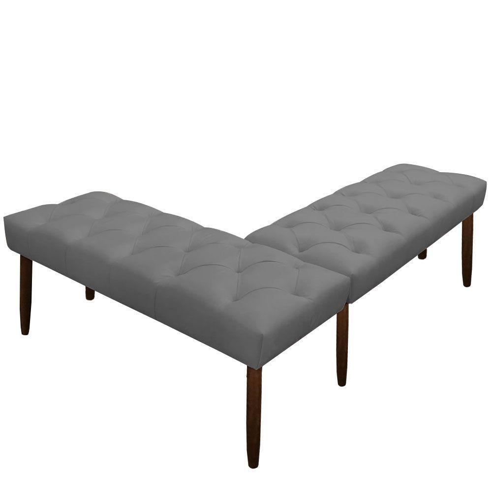 Banco De Canto Estofado Sira Suede Pés Palito Castanho C05 - D'rossi Cor Cinza - 4