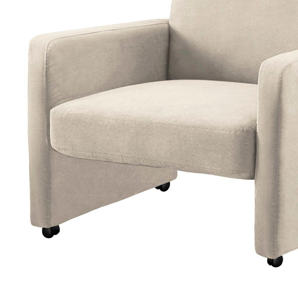 Poltrona Mirella Suede Com Rodízios - D'rossi Cor Bege - 2