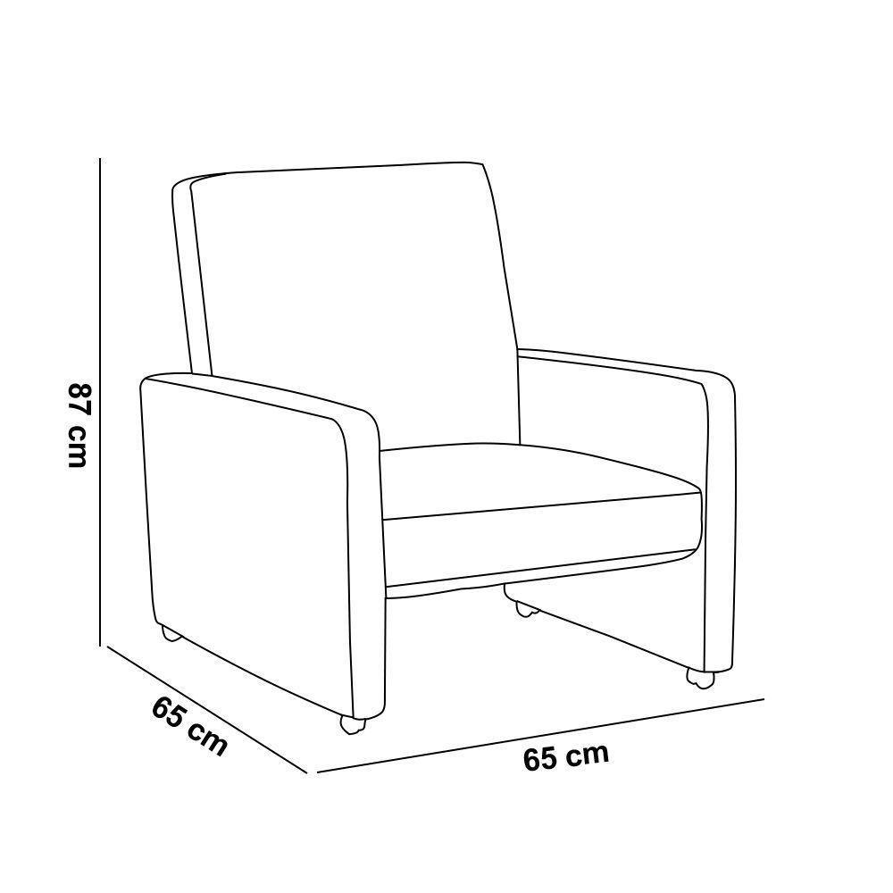 Poltrona Mirella Suede Com Rodízios - D'rossi Cor Bege - 4