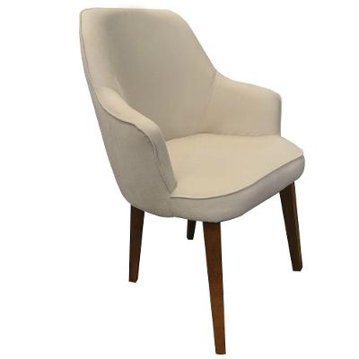 Poltrona Lorem Suede Pés Chanfrado Marrom C05 - D'rossi Cor Bege