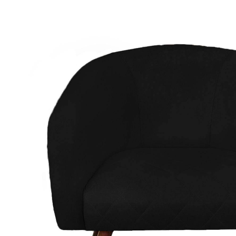 Poltrona Bianca Com Tressê Suede Pés Palito Castanho - D'rossi Cor Preto - 2