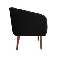 Poltrona Bianca Com Tressê Suede Pés Palito Castanho - D'rossi Cor Preto - 3