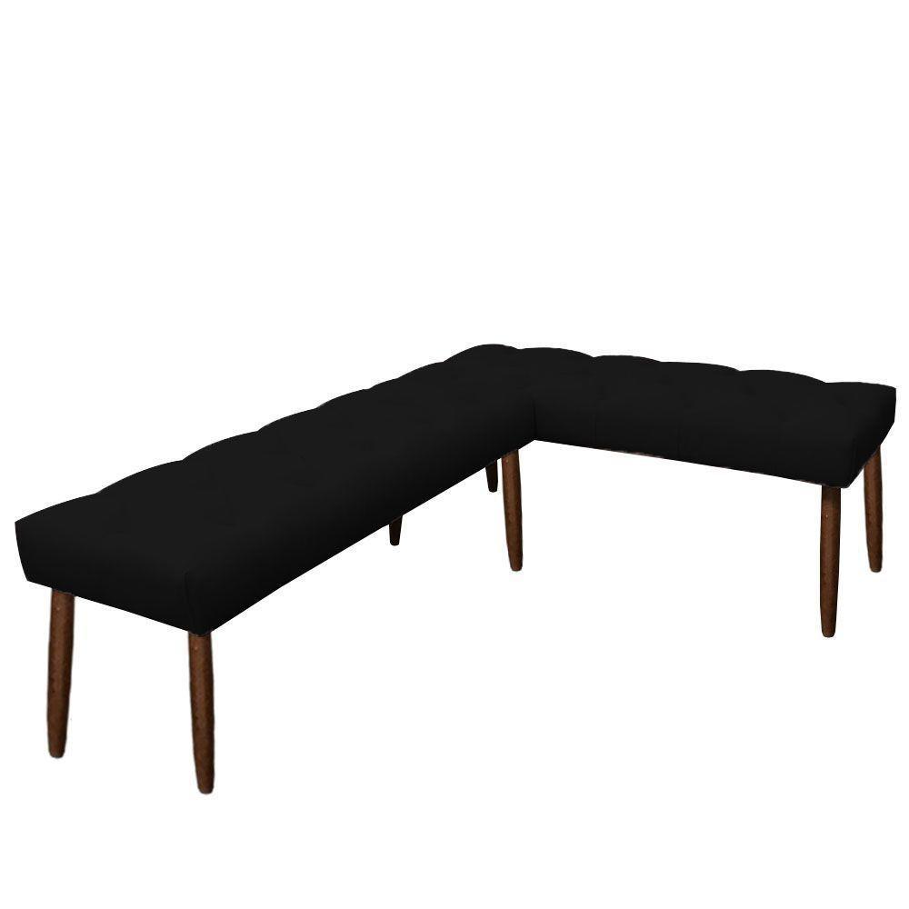 Banco De Canto Estofado Sira Suede Pés Palito Castanho C05 - D'rossi Cor Preto - 1