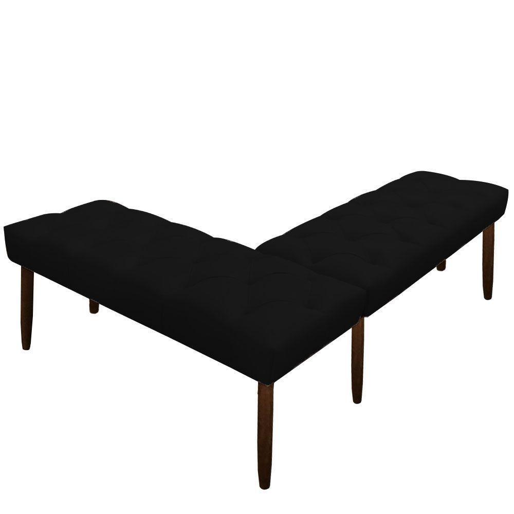 Banco De Canto Estofado Sira Suede Pés Palito Castanho C05 - D'rossi Cor Preto - 3