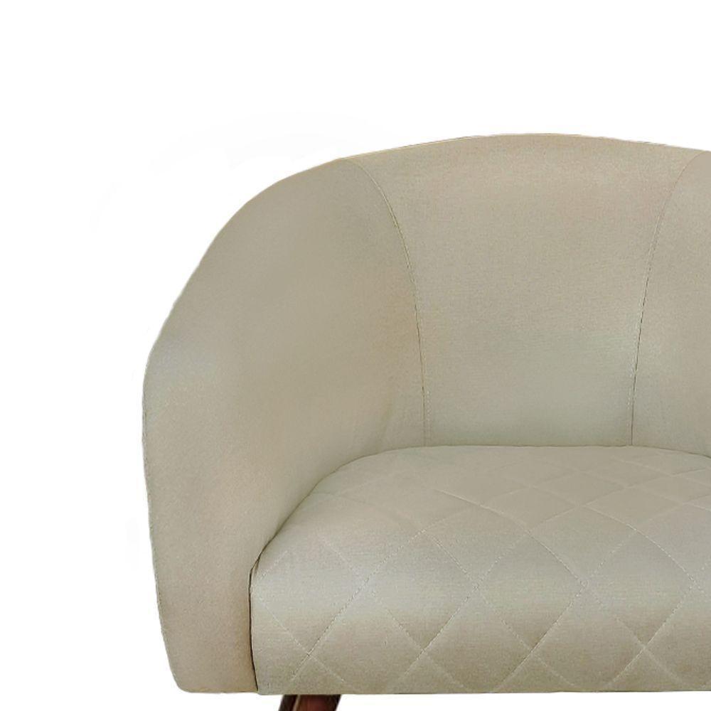 Poltrona Bianca Com Tressê Suede Pés Palito Castanho - D'rossi Cor Bege - 2