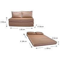 Sofá Cama Casal Luck Puff D23 Tecido Marrom Quadriculado - Luckspuma - 2