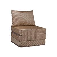 Sofá Cama Solteiro  Luck Puff D23 Tecido Marrom Quadriculado - Luckspuma - 1