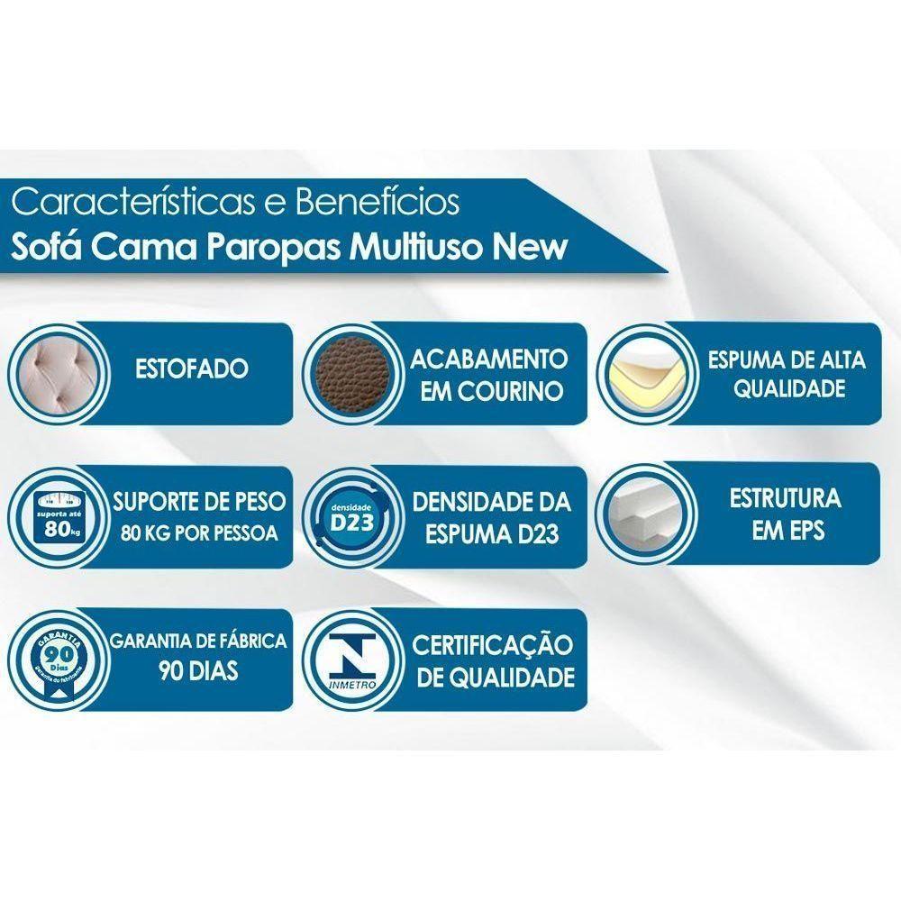 Sofá Cama Casal New Extra Courano Preto - Paropas - 2