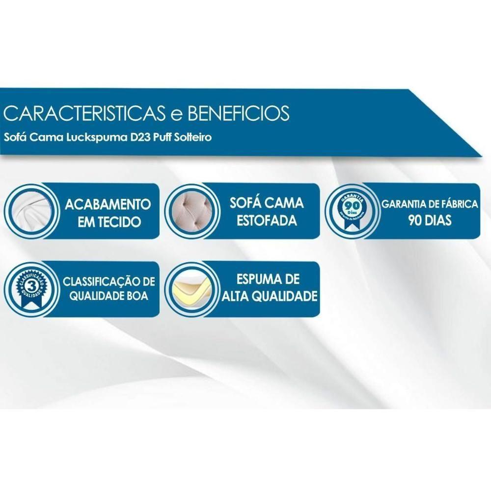 Sofá Cama Solteiro  Luck Puff D23 Tecido Marrom Quadriculado - Luckspuma - 2