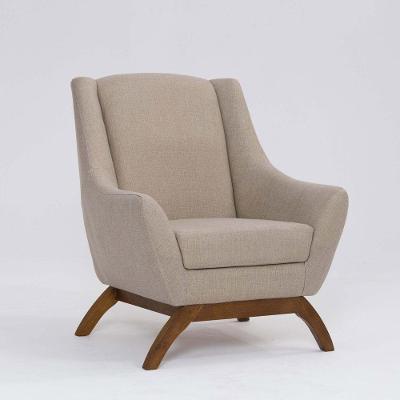 Poltrona Decorativa Mildred D07 Pés Madeira Linho Mescla Bege - D'rossi