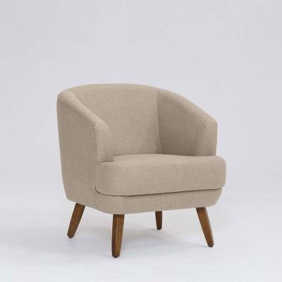 Poltrona Decorativa Milão D07 Pés Madeira Linho Mescla Bege - D'rossi