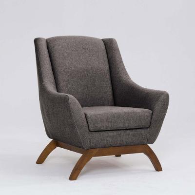 Poltrona Decorativa Mildred D07 Pés Madeira Linho Mescla Marrom - D'rossi