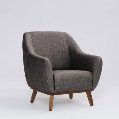 Poltrona Decorativa Pauline D07 Base Madeira Linho Mescla Marrom - D'rossi