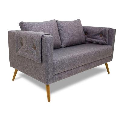 Poltrona Namoradeira Paris D07 2 Lugares Linho Mescla Marrom - D'rossi