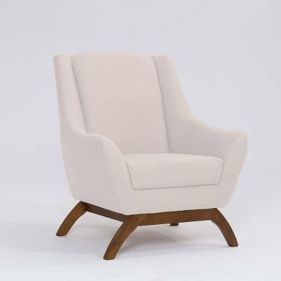 Poltrona Decorativa Mildred D07 Pés Madeira Linho Pérola - D'rossi