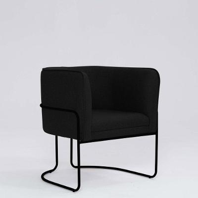 Poltrona Decorativa Belinda D07 Base Aço Linho Preto - D'rossi