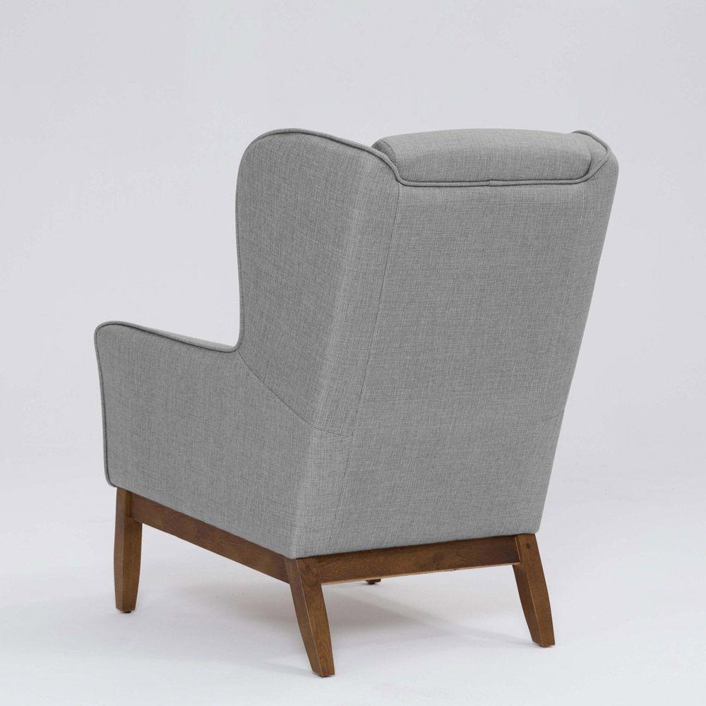 Poltrona Para Sala Mirela D07 Base Madeira Linho Mescla Elefante - D'rossi - 2