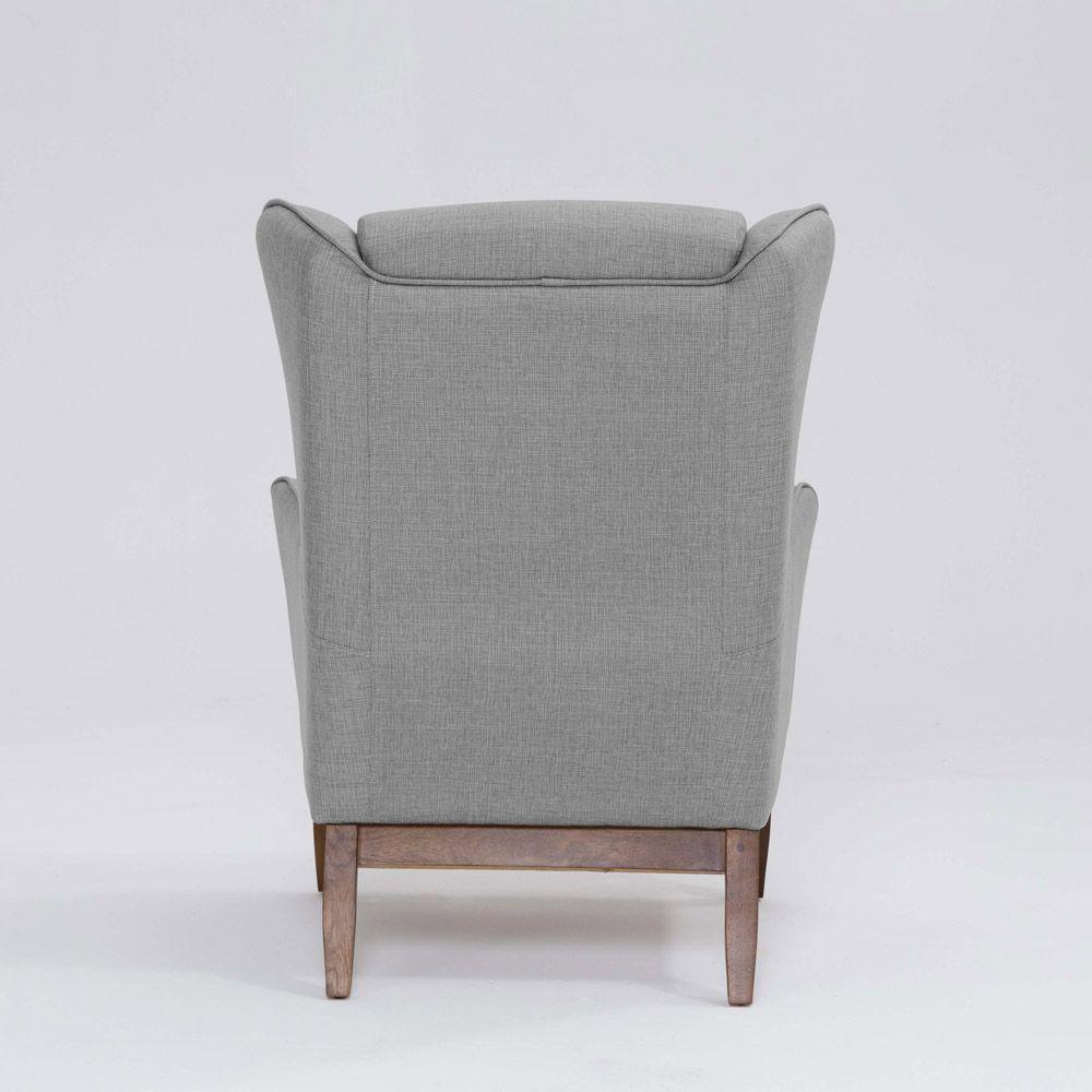 Poltrona Para Sala Mirela D07 Base Madeira Linho Mescla Elefante - D'rossi - 3