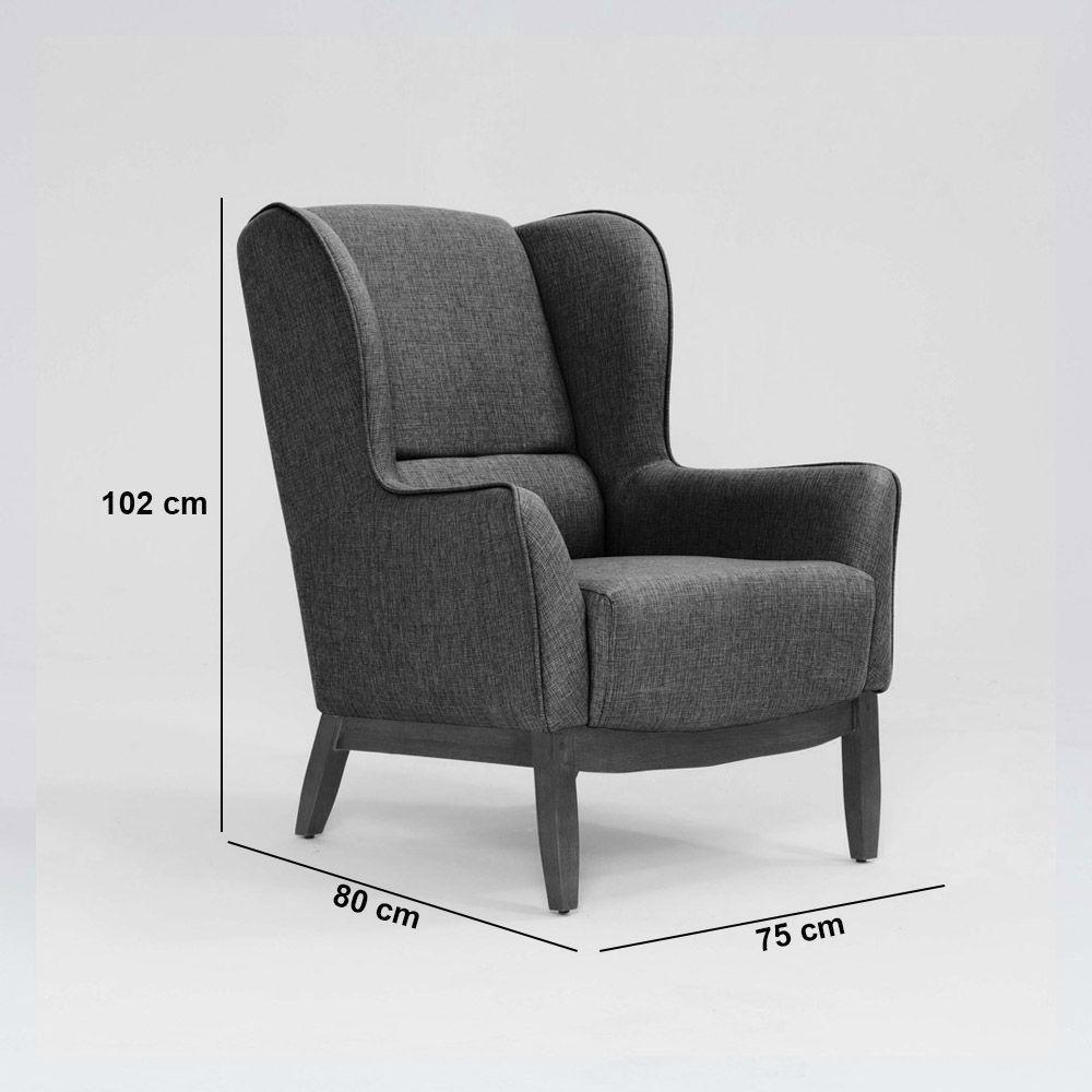 Poltrona Para Sala Mirela D07 Base Madeira Linho Mescla Elefante - D'rossi - 4