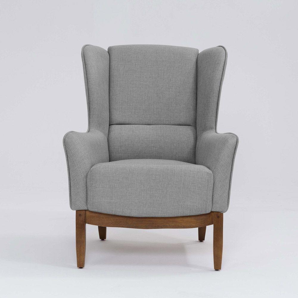 Poltrona Para Sala Mirela D07 Base Madeira Linho Mescla Elefante - D'rossi - 5