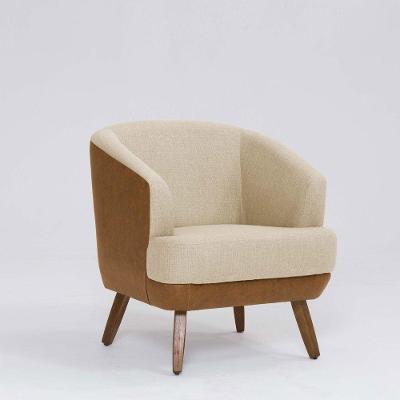 Poltrona Decorativa Milão D07 Pés Madeira Corano Terracota E Linho Marfim - D'rossi