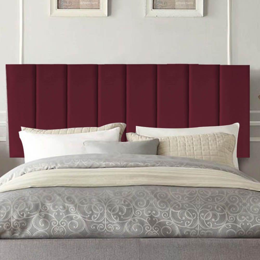 Painel Estofada Carla 195cm King Size Para Cama Box Quarto Suede Bordô - Gat Magazine - 1