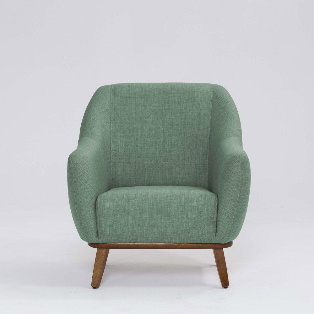 Poltrona Decorativa Pauline D07 Base Madeira Linho Mescla Verde - D'rossi - 3