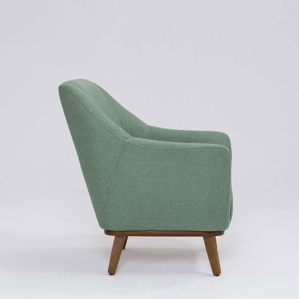 Poltrona Decorativa Pauline D07 Base Madeira Linho Mescla Verde - D'rossi - 4