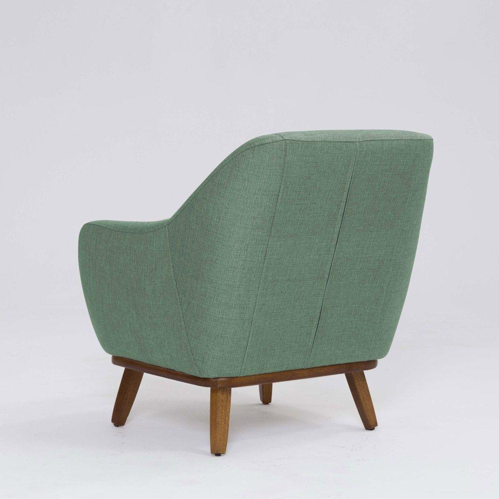 Poltrona Decorativa Pauline D07 Base Madeira Linho Mescla Verde - D'rossi - 5