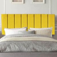 Painel Estofada Carla 160cm Queen Size Para Cama Box Quarto Suede Amarelo - Gat Magazine - 1