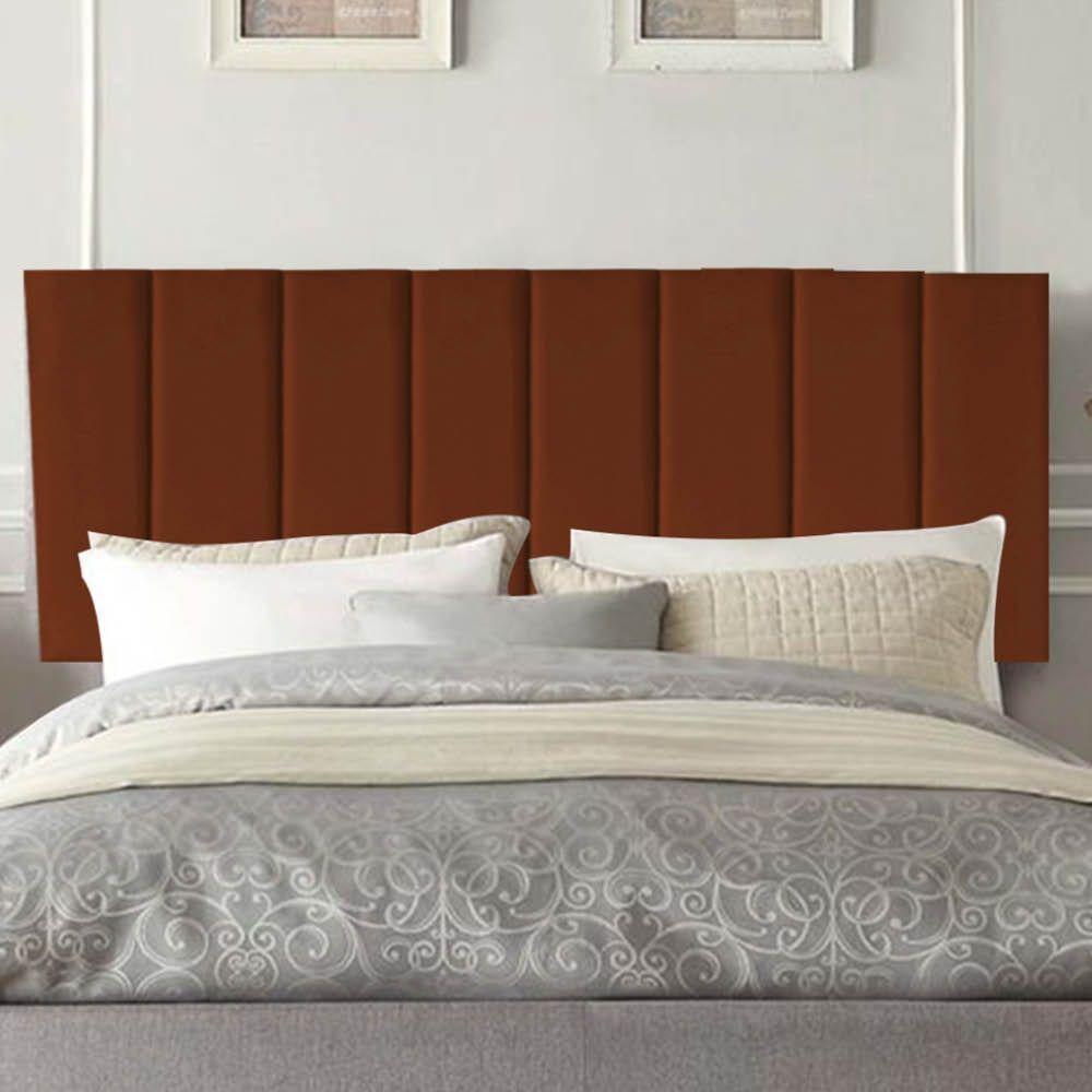 Painel Estofada Carla 160cm Queen Size Para Cama Box Quarto Suede Terracota Telha - Gat Magazine - 1