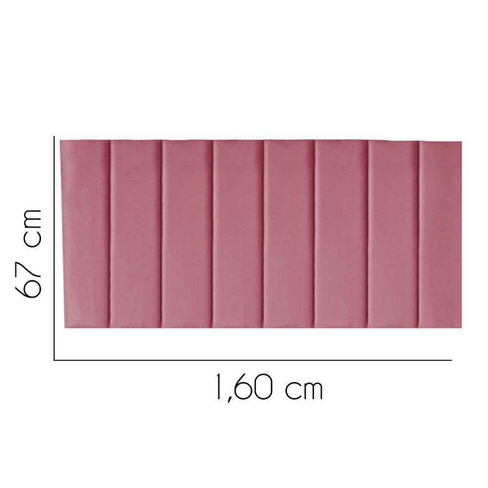 Painel Estofada Carla 160cm Queen Size Para Cama Box Quarto Suede Rosa Bebê - Gat Magazine - 2