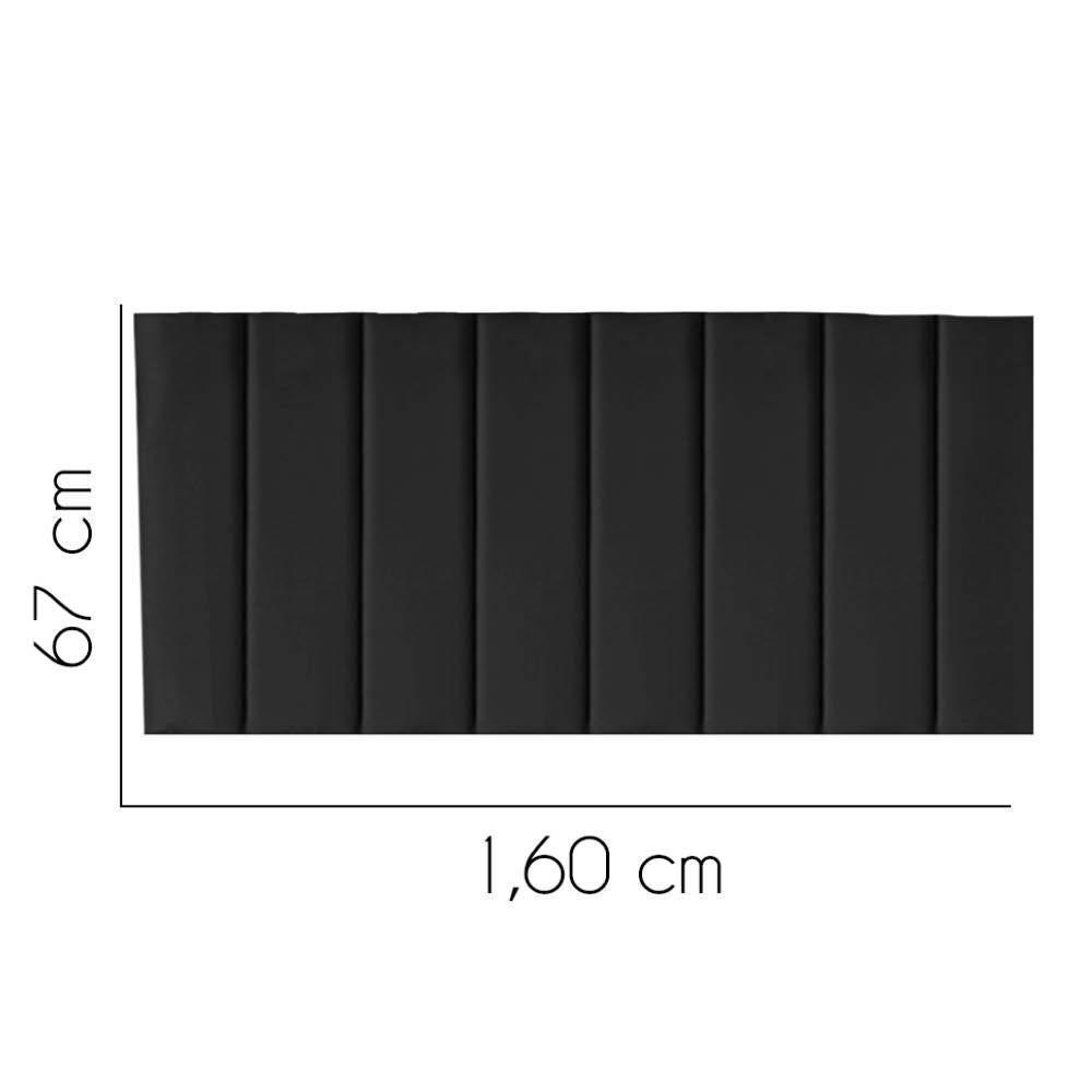 Painel Estofada Carla 160cm Queen Size Para Cama Box Quarto Suede Preto - Gat Magazine - 2